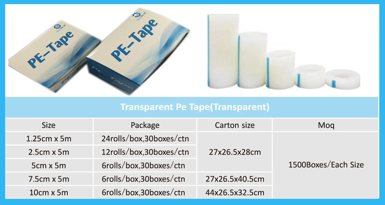 Direct Manufacture Medical Adhesive Tape/ Surgical Transparent Tape Roll/PE Tape Roll 1