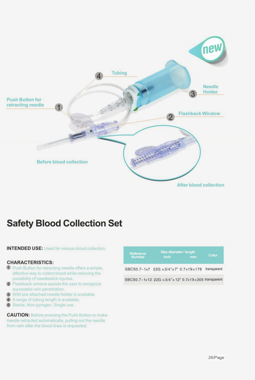 Safety Push Button Blood Collection Set Safety Blood Lancet