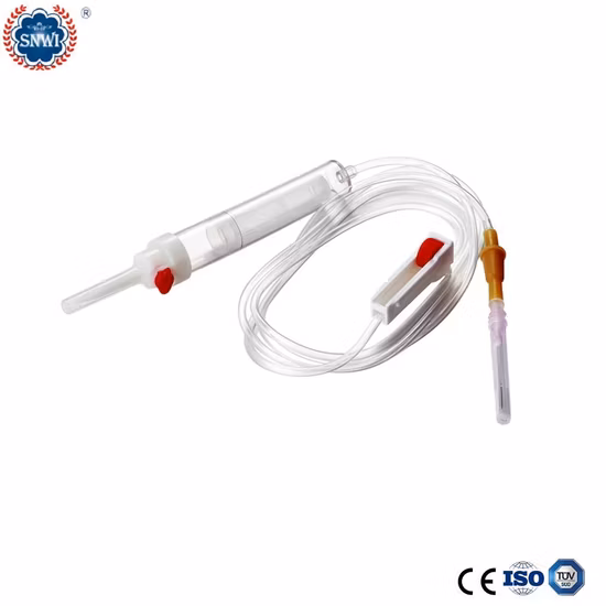 Dispositivi medici monouso, set trasfusione sangue sterile in PVC, set trasfusione sangue venoso, set infusione con Luer lock
